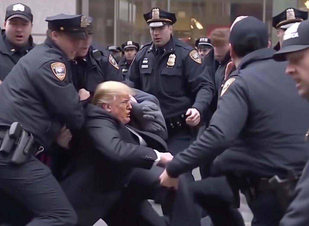 Con ia se pueden crear imágenes falsas como esta del arresto de Trump a golpes.